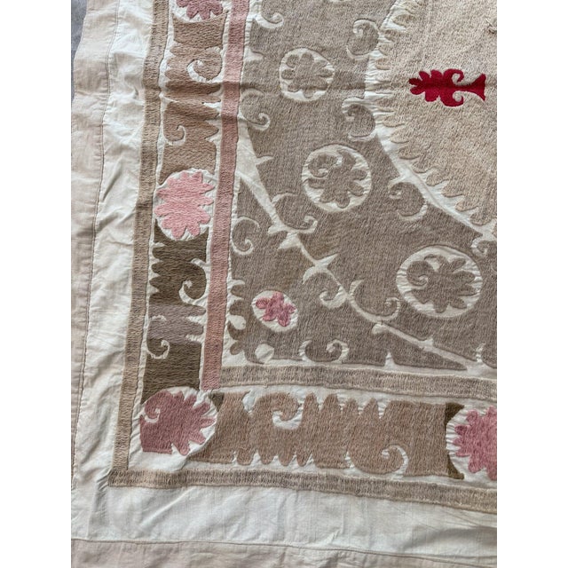 Suzani Tablecloth — Neutral Tan Uzbek Tablecloth For Sale - Image 4 of 10