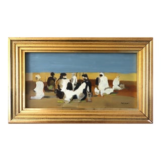 1961 Mid-Century Modern 'Under the Desert Sky' Vintage Original Abstract Figure Oil Painting by Swedish Artist Ivar Morsing (1919-2009), Framed For Sale