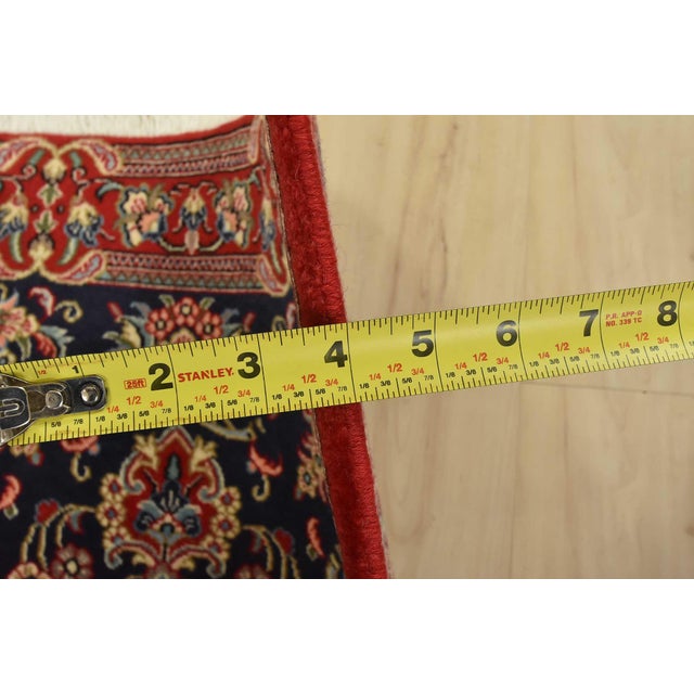 Blue Qom Rug 2’8” X 3’11” Blue Wool Vintage Traditional Hand-Knotted Carpet For Sale - Image 8 of 10