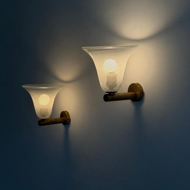 Metal Torcello Wall Sconces attributed to Carlo Scarpa for Venini, 1940s, Set of 2 For Sale - Image 7 of 18