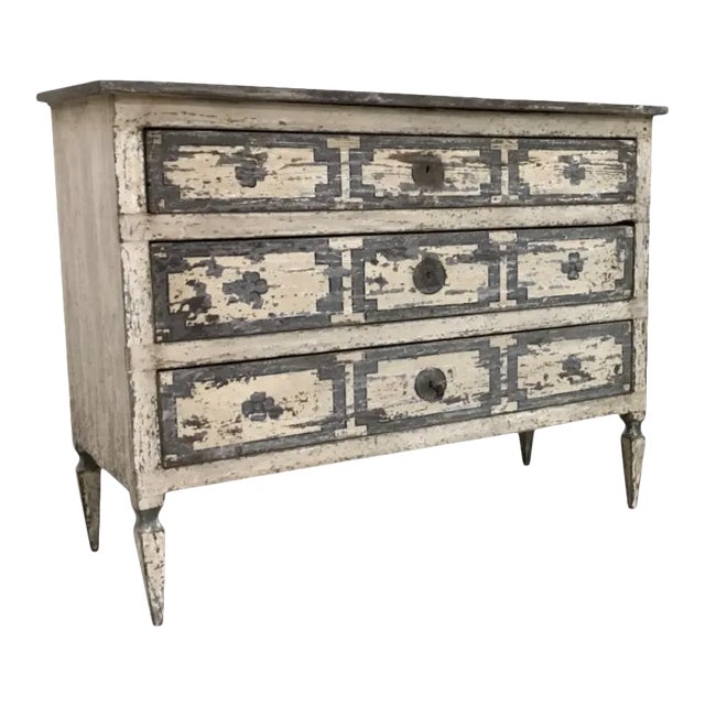 Italian Tuscan Painted Three Drawer Commode Dresser For Sale