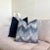 Contemporary Blue Multi Zigzag Velvet Throw Pillow With Feather Down Insert For Sale - Image 3 of 6