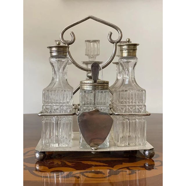 Crystal & Silver Condiment Set with Shield & Coat of Arms, Set of 7 For Sale - Image 9 of 9