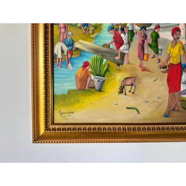 Vintage Haitian Oil on Canvas Painting by Louines Mentor For Sale In Miami - Image 6 of 12
