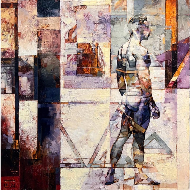 Peripheral Dream by Jon Wassom | Mixed Media on canvas featuring a figure in an abstract setting For Sale