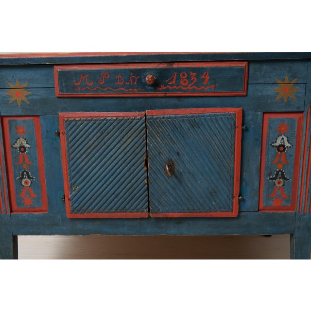 Swedish Blue & Red Sideboard For Sale - Image 11 of 14