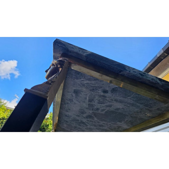 Black French Empire Console Table with Marble Top, 1970s For Sale - Image 8 of 14