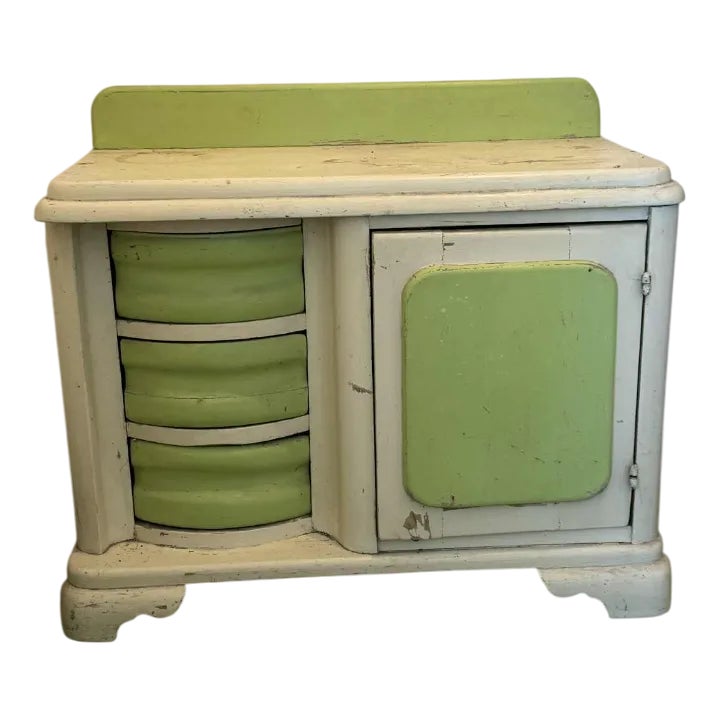 Vintage Green and White Wooden Washstand, 1950s | Chairish
