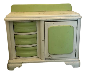 Vintage Green and White Wooden Washstand, 1950s