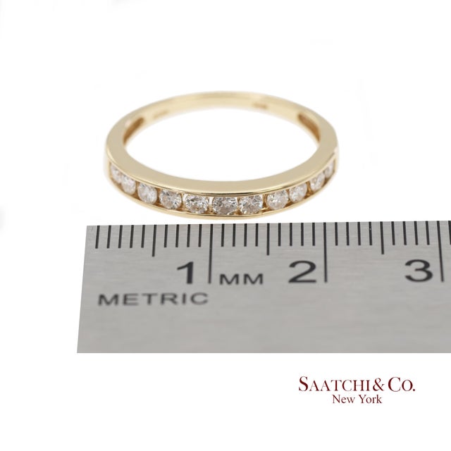 14k 585 Solid Yellow Gold Natural Diamond Band Ring, Size 8 For Sale - Image 10 of 12