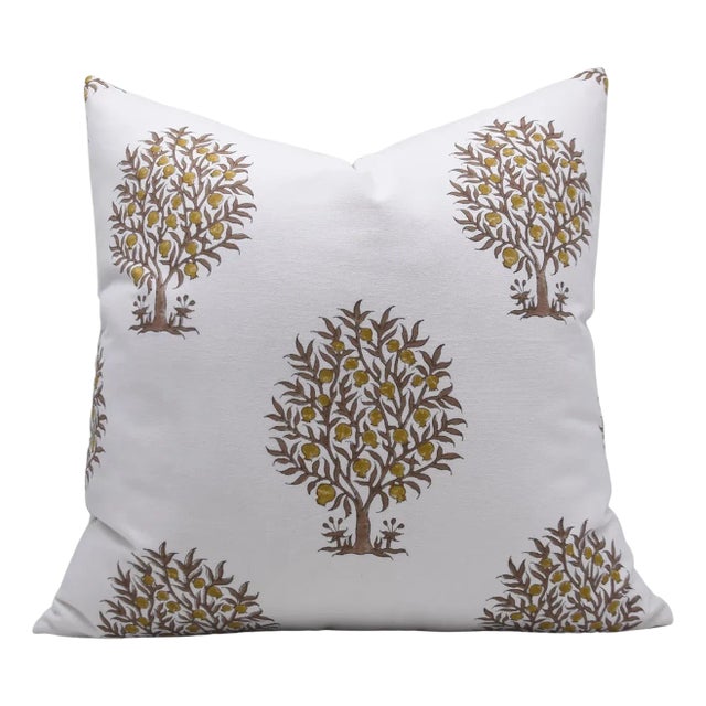 Fabdivine Handcrafted Block Print Cushion Cover 24x24 Inch Thick Cotton White-Anar For Sale