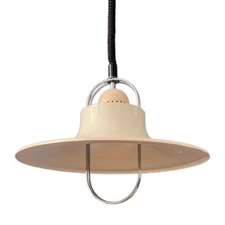 Mid-Century Modern Pendant Lamp in White & Chrome from Dijkstra For Sale