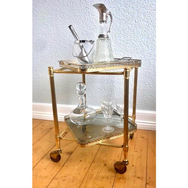 Neoclassical Square Brass Serving Trolley, 1950s, in Very Good conditions. Designed 1950 to 1959
