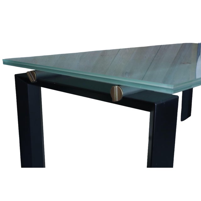 Black Vintage 1980 Glass & Metal Roche Bobois Dining Table With Extensions Included For Sale - Image 8 of 12