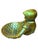 Bottle Green Vintage Zsolnay Hand Crafted Pottery Small Children Sitting & Holding Basket, Eosin Iridescent Green Glaze For Sale - Image 8 of 11