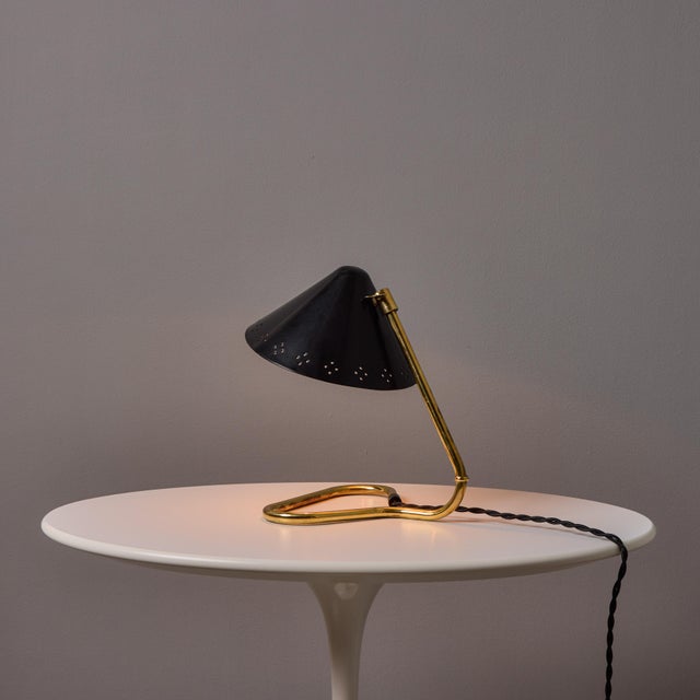 1950s Erik Warna 'Gk14' Black and Brass Perforated Shade Table Lamp For Sale - Image 9 of 18