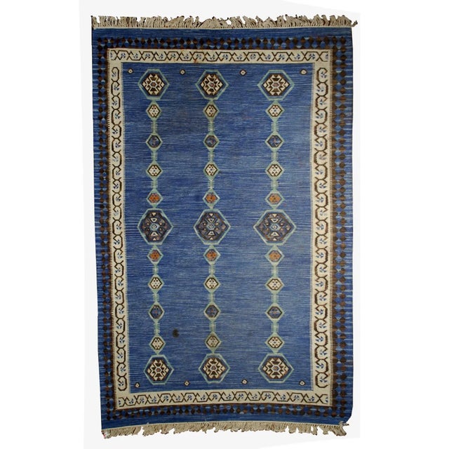 Textile 1930s Handmade Antique Indian Dhurri Kilim For Sale - Image 7 of 7