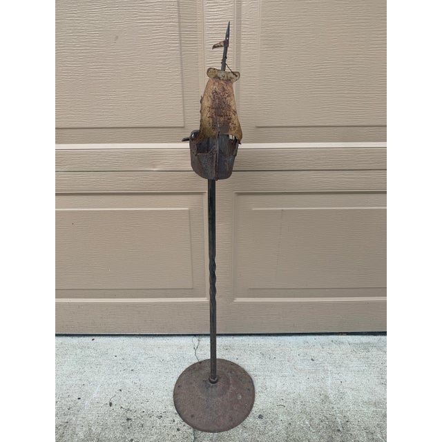 Vintage Wrought Iron Sailing Ship Ashtray on Stand For Sale - Image 10 of 12