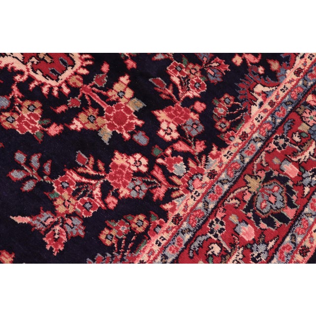 Textile Shabby Chic Persian Tabriz Blue/Red Wool Rug - 7'1'' X 9'10'' For Sale - Image 7 of 10