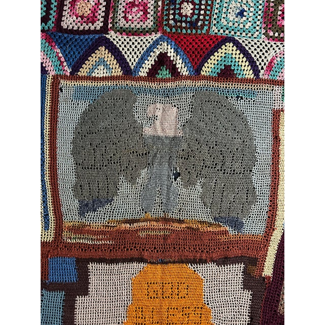 1940s Antique 1940’s 48 Star Flag God Bless America Folk Art Crochet Bed Spread From Collection of Bates Lowry For Sale - Image 5 of 12