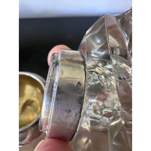 Metal Imperial Russian Silver and Crystal Inkwell For Sale - Image 7 of 9