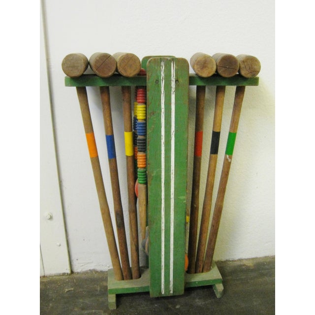 Vintage Wooden Croquet Set & Stand Chairish