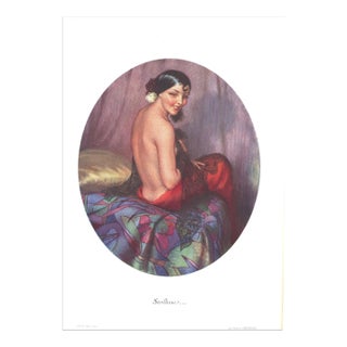 1929 French Art Deco Lithograph-Exotic Nude, For Sale