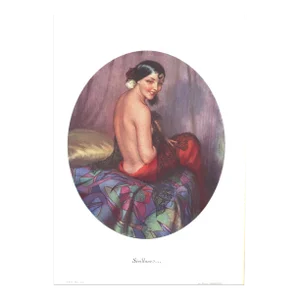 1929 French Art Deco Lithograph-Exotic Nude,