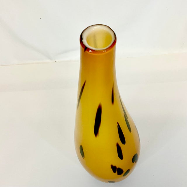 Vintage Italian Murano Tiger Spot Hollywood Regency Handblown Encased Opaque Glass Vase For Sale - Image 9 of 11