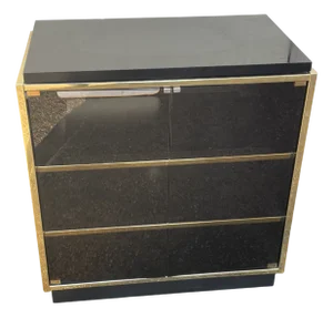 Vintage Black and Gold TV Cabinet in the style of Roche Bobois, 1970s