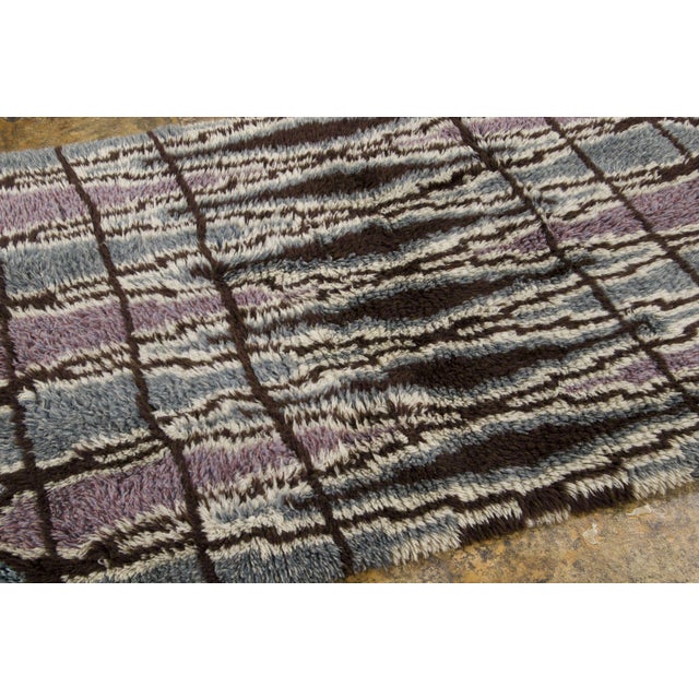 Traditional Vintage Swedish Rya Wool Rug in Diamond Design by Rug & Kilim, 1950-1959 For Sale - Image 3 of 8