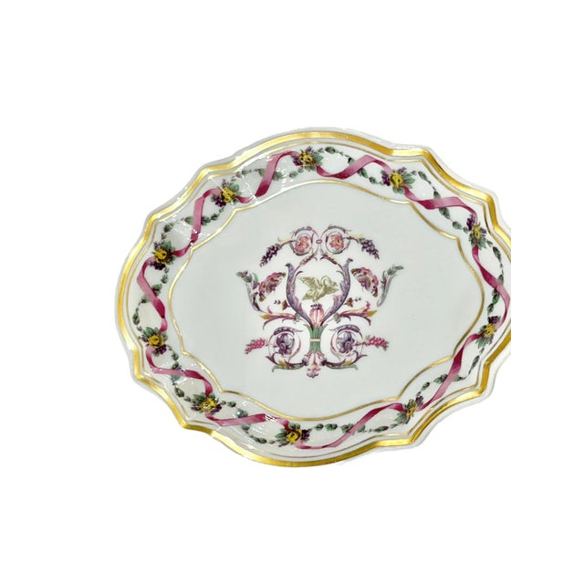 Perfect size small dish or plate by Richard Ginori. Perfect for jewelry. Pink, green and gold ribbon pattern with...