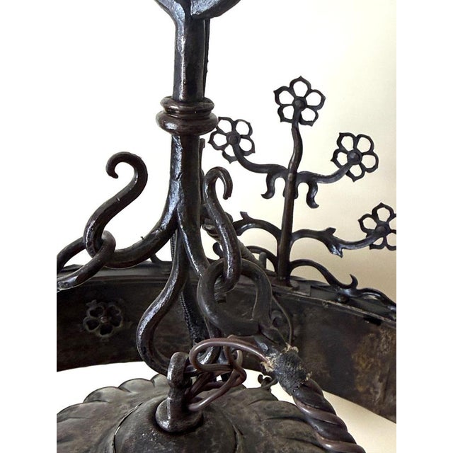 Metal Hand-Forged Animal Motif Iron Chandelier, 1920 For Sale - Image 7 of 18
