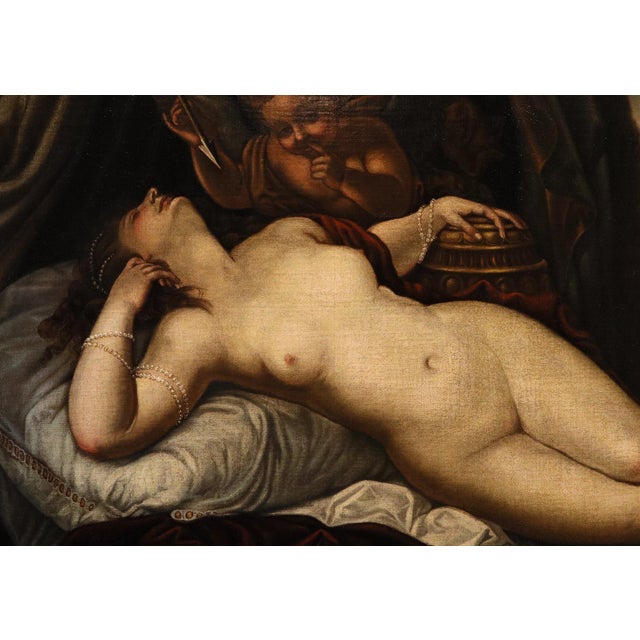 Workshop of Alessandro Varotari, Detto Il Padovanino, Sleeping Nude Venus with Cupid, 1680, Oil on Canvas For Sale - Image 6 of 16