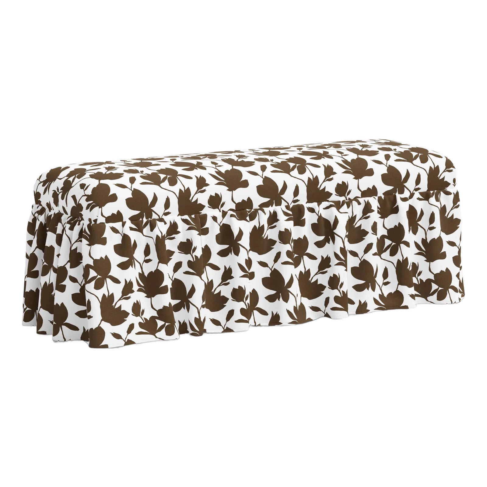Spritely Home Nia Ruffle Dining Bench in Silhouette Floral Chocolate ...