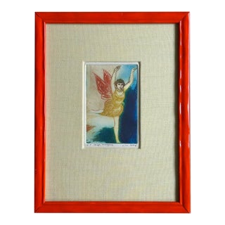 1960s Vintage Fairy Butterfly Woman Etching Aquatint Signed Vita Giorgi For Sale