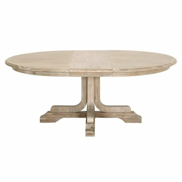 60-77" Round to Oval Extendable Solid Wood Dining Table by Essentials for Living For Sale - Image 4 of 7