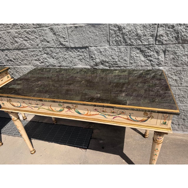 Vintage Venetian-Style Crème Peinte and Polychrome Console Table For Sale - Image 9 of 9