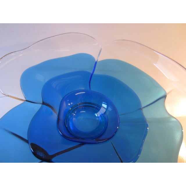 Rosenthal Large Blue Flower Glass Bowl from Rosenthal, 1977 For Sale - Image 4 of 10