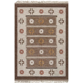 Doris Leslie Blau Vintage Scandinavian Flat-Weave Rug in Earth Tones For Sale