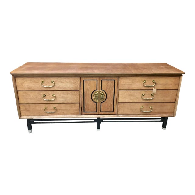Mid 20th Century Mid Century Asian Style Credenza With Brass Hardware For Sale