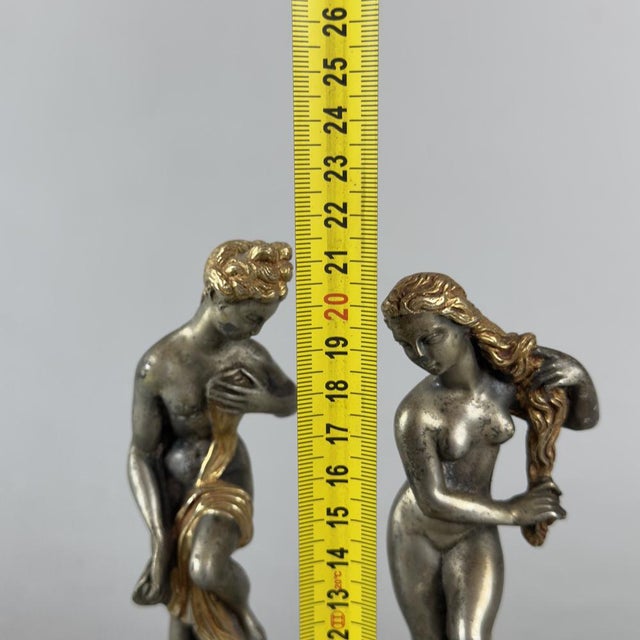 Venus Sculptures in Silver-Plated Brass with Onyx Marble Bases, 1960s, Set of 2 For Sale - Image 10 of 11