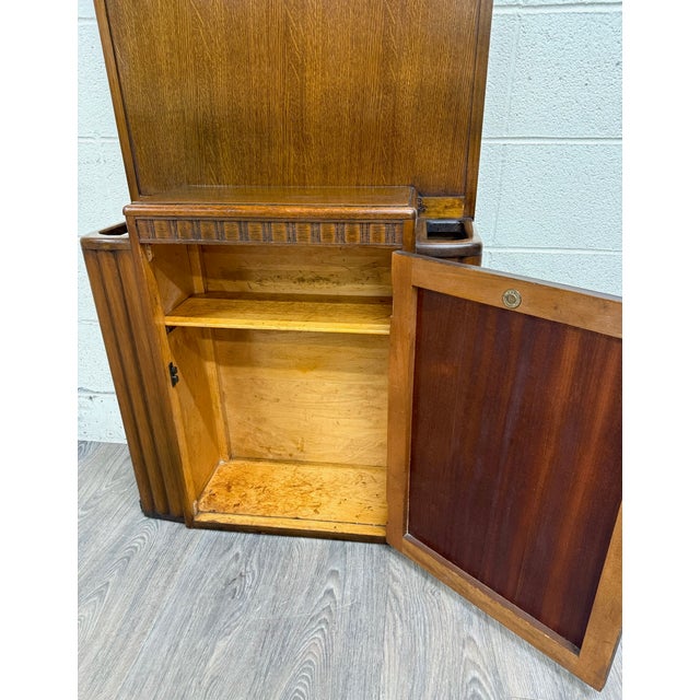 Antique Lebus Furniture English Oak Hall Tree Hall Stand With Mirror For Sale - Image 9 of 11