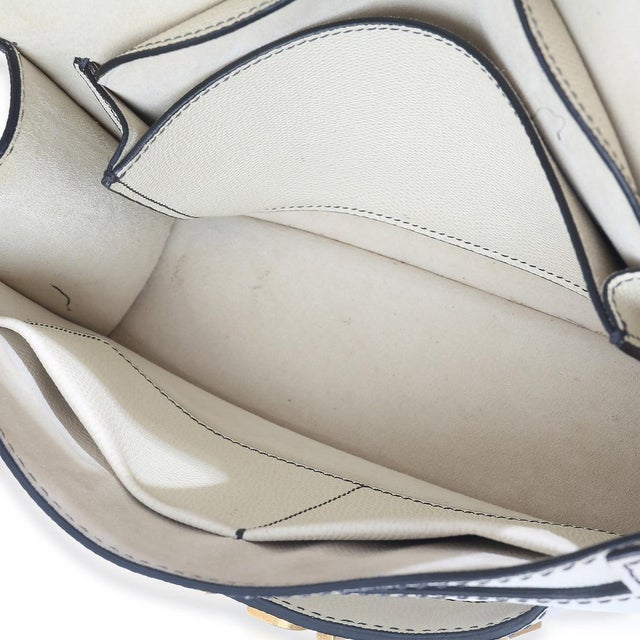 Off White Grained Calfskin JAdior Chain Flap Bag For Sale - Image 9 of 9