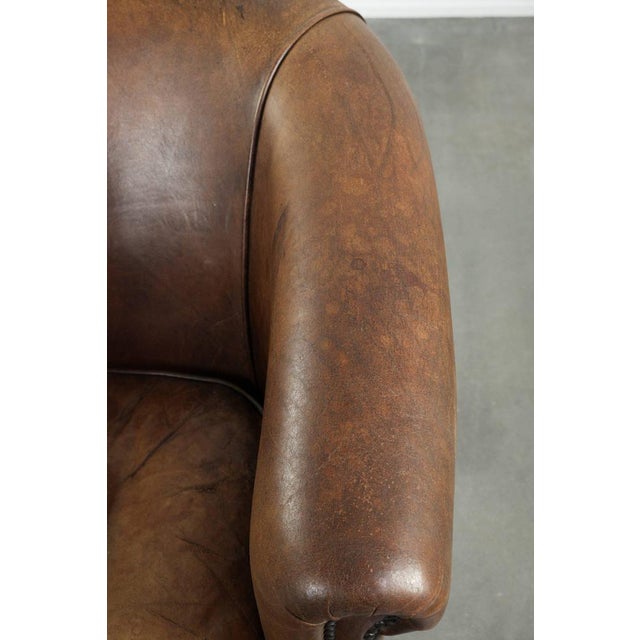 Brown Club Chair in Sheepskin Leather For Sale - Image 8 of 15