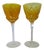 Bohemian Canary Yellow Cased Cut to Clear Vintage Wine Glasses - a Pair For Sale