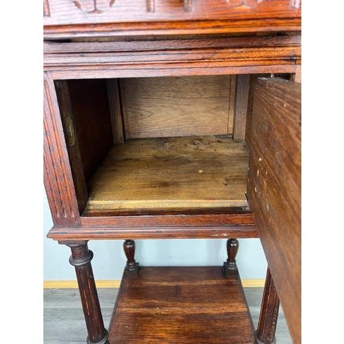 Antique French Oak Bedside Table with Marble Top For Sale - Image 10 of 11