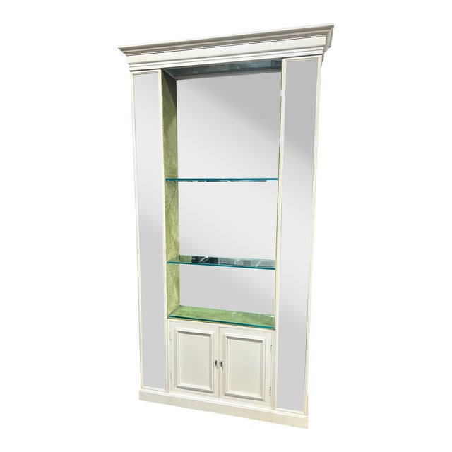 Tony Duquette Style Mirrored Lighted Cabinet For Sale