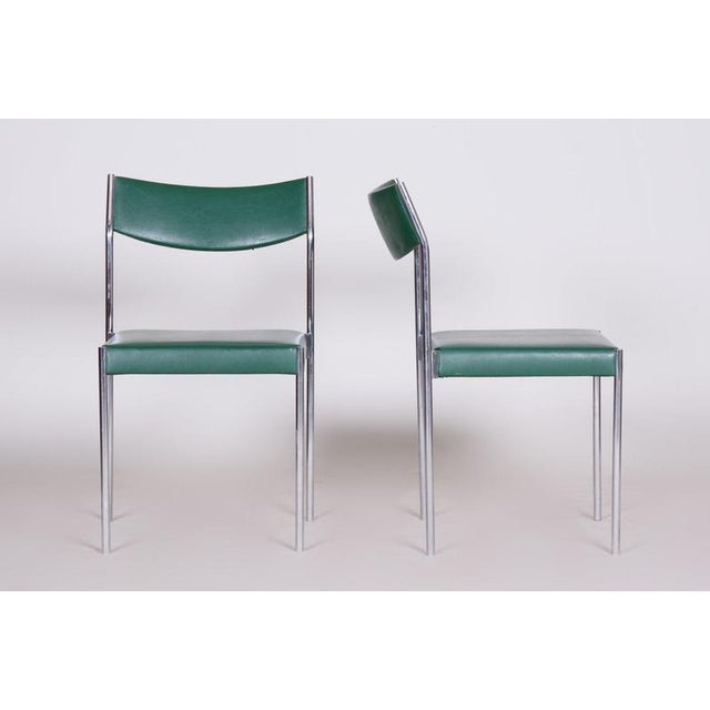 Animal Skin Mid-Century Chairs in Chrome and Leatherette, Central Europe, 1950s, Set of 4 For Sale - Image 7 of 13