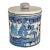 Blue Magic Knob Luce Corp Krispy Kan Tin Canister Featuring a Classic Blue Willow Pattern For Sale